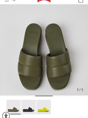 Camper Olive Green Platform Slide Misia Sandals